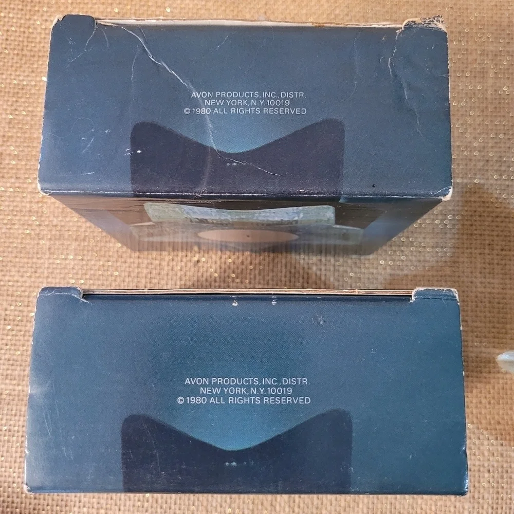 2 Vintage Avon Starbright Star Shape Glass Candle Holder Floral Scent In Box NOS